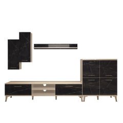 Decoraktiv Eko 6 Mdf Dvd Silver Tv Ünitesi Tv Sehpası Beyaz - Siyah Mermer