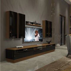Decoraktiv Trendstyle 8D Mdf Tv Ünitesi Tv Sehpası Ceviz - Siyah