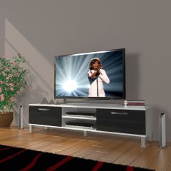 Decoraktiv Eko 140 Mdf Dvd Krom Ayaklı Tv Ünitesi Tv Sehpası Beyaz - Ceviz
