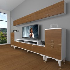 Decoraktiv Ekoflex 9 Mdf Gold Tv Ünitesi Tv Sehpası Beyaz - Ceviz