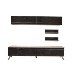 Decoraktiv Eko 5 Mdf Std Retro Tv Ünitesi Tv Sehpası Beyaz - Siyah Mermer