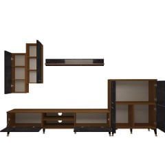 Decoraktiv Eko 6 Mdf Dvd Silver Tv Ünitesi Tv Sehpası Ceviz - Siyah Mermer