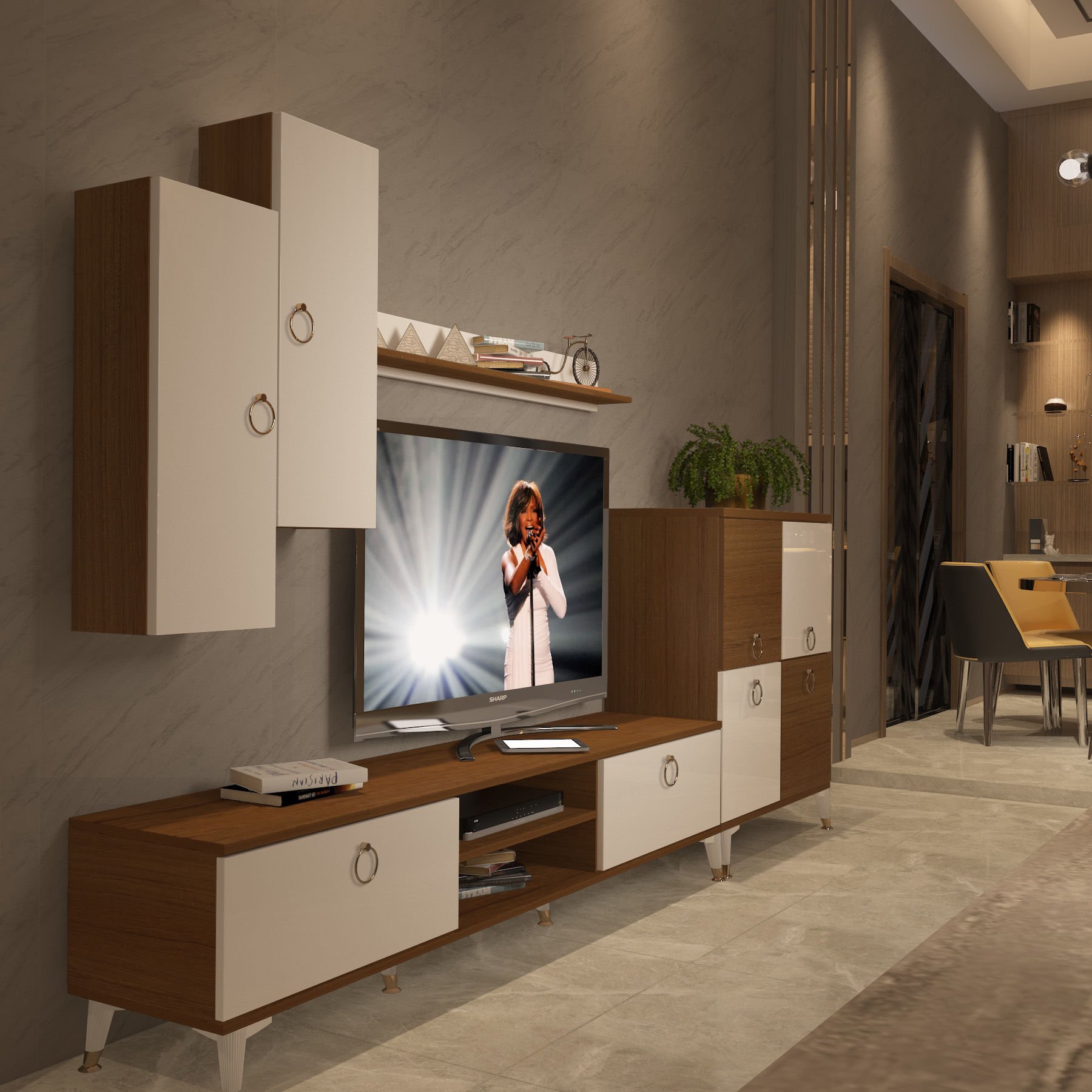 Decoraktiv Eko 6 Mdf Dvd Gold Tv Ünitesi Tv Sehpası