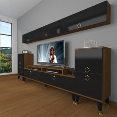 Decoraktiv Ekoflex 9 Mdf Gold Tv Ünitesi Tv Sehpası Ceviz - Siyah