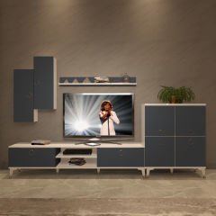 Decoraktiv Eko 6 Mdf Dvd Gold Tv Ünitesi Tv Sehpası Beyaz - Antrasit