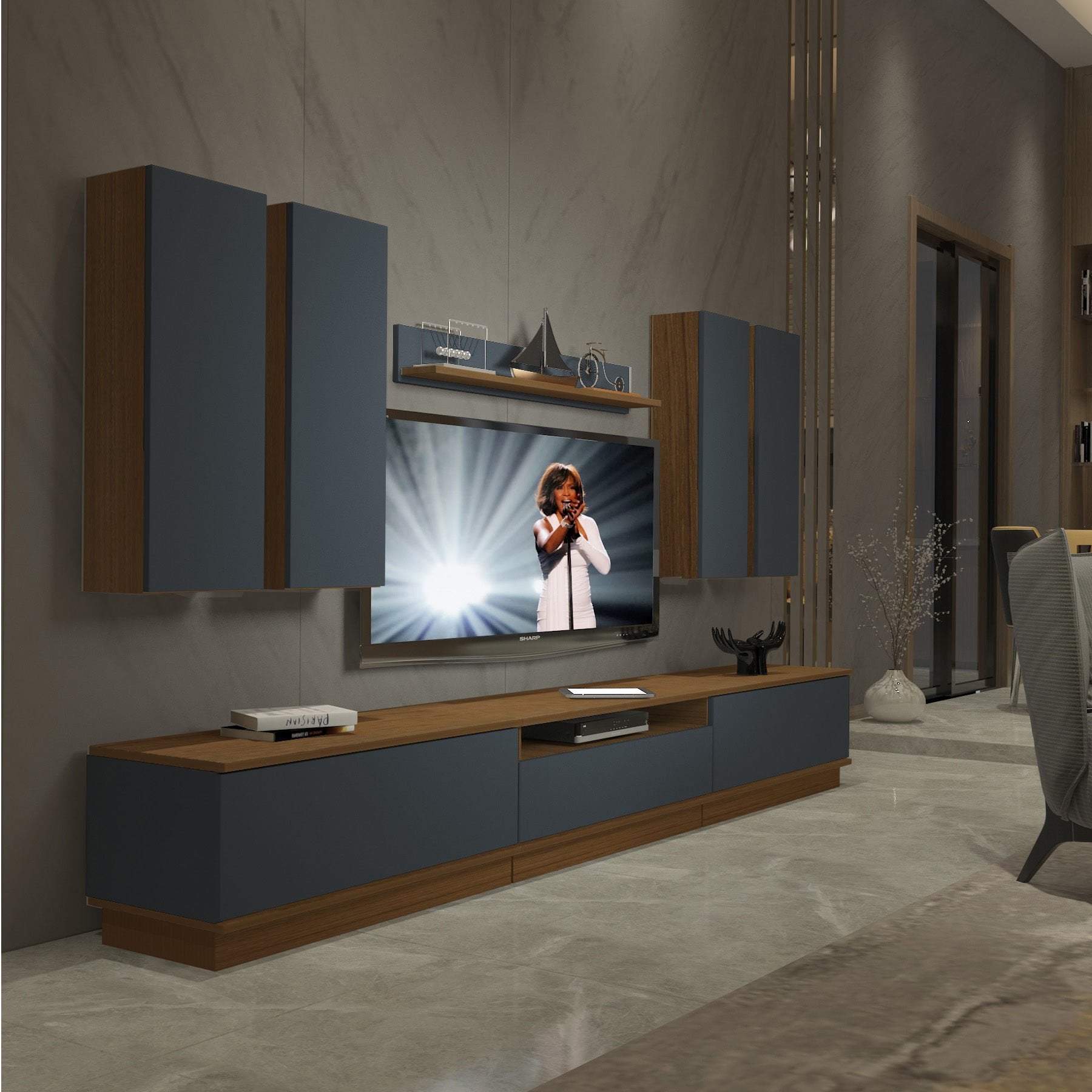 Decoraktiv Trendstyle 8DS Mdf Tv Ünitesi Tv Sehpası Ceviz - Antrasit