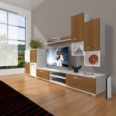 Decoraktiv Eko 6DA Mdf Dvd Tv Ünitesi Tv Sehpası Beyaz - Ceviz