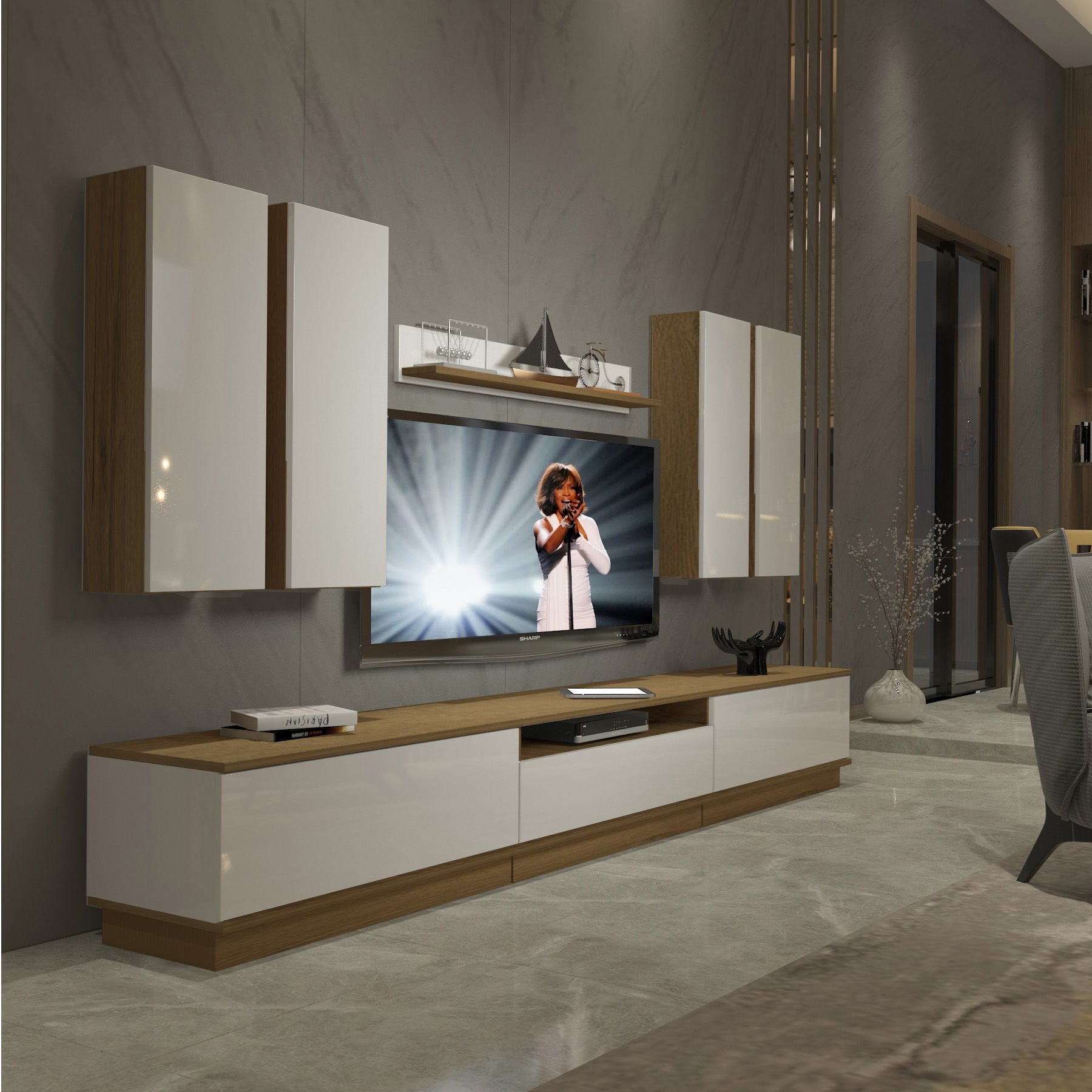 Decoraktiv Trendstyle 8DS Mdf Tv Ünitesi Tv Sehpası Pera - Beyaz