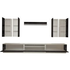 Decoraktiv Trendstyle 8DS Mdf Tv Ünitesi Tv Sehpası Beyaz - Siyah Mermer