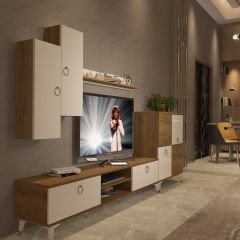 Decoraktiv Eko 6 Mdf Dvd Gold Tv Ünitesi Tv Sehpası Pera - Beyaz