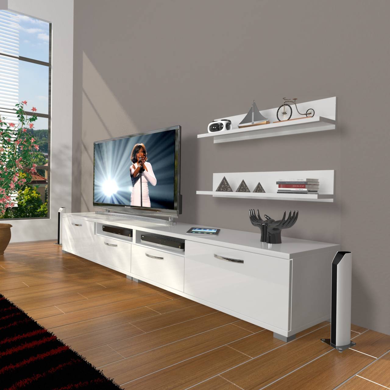 Decoraktiv Eko 220r Slm Tv Ünitesi Tv Sehpası Parlak Beyaz