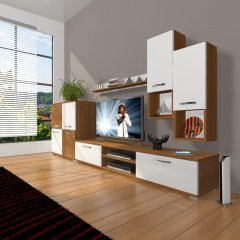 Decoraktiv Eko 6DA Mdf Dvd Tv Ünitesi Tv Sehpası Ceviz - Beyaz