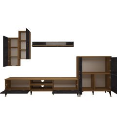 Decoraktiv Eko 6 Mdf Dvd Gold Tv Ünitesi Tv Sehpası Pera - Siyah Mermer