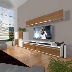 Decoraktiv Ekoflex 6Y Mdf Tv Ünitesi Tv Sehpası Beyaz - Ceviz