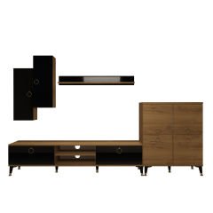 Decoraktiv Eko 6 Mdf Dvd Gold Tv Ünitesi Tv Sehpası Pera - Siyah