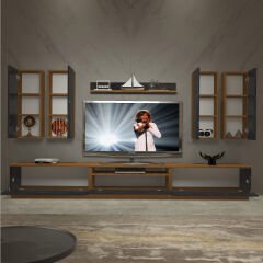 Decoraktiv Trendstyle 8DS Mdf Tv Ünitesi Tv Sehpası Ceviz - Siyah Mermer