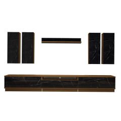 Decoraktiv Trendstyle 8DS Mdf Tv Ünitesi Tv Sehpası Ceviz - Siyah Mermer