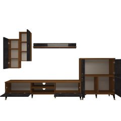 Decoraktiv Eko 6 Mdf Dvd Gold Tv Ünitesi Tv Sehpası Ceviz - Siyah Mermer