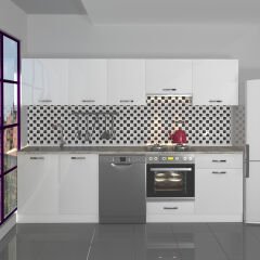 Decoraktiv Elite 280 Ankastre MDF Hazır Mutfak Dolabı Parlak Beyaz