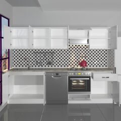 Decoraktiv Elite 280 Ankastre MDF Hazır Mutfak Dolabı Parlak Beyaz