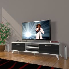 Decoraktiv Eko 140 Mdf Dvd Retro Tv Ünitesi Tv Sehpası Beyaz - Siyah