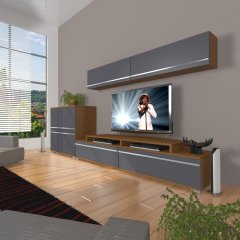 Decoraktiv Ekoflex 6Y Mdf Tv Ünitesi Tv Sehpası Ceviz - Antrasit