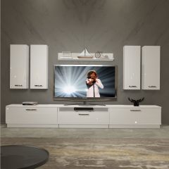 Decoraktiv Trendstyle 8D Slm Tv Ünitesi Tv Sehpası Parlak Beyaz