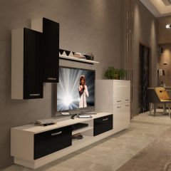 Decoraktiv Eko 6B Mdf Dvd Tv Ünitesi Tv Sehpası Beyaz - Siyah