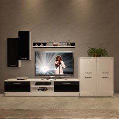 Decoraktiv Eko 6B Mdf Dvd Tv Ünitesi Tv Sehpası Beyaz - Siyah