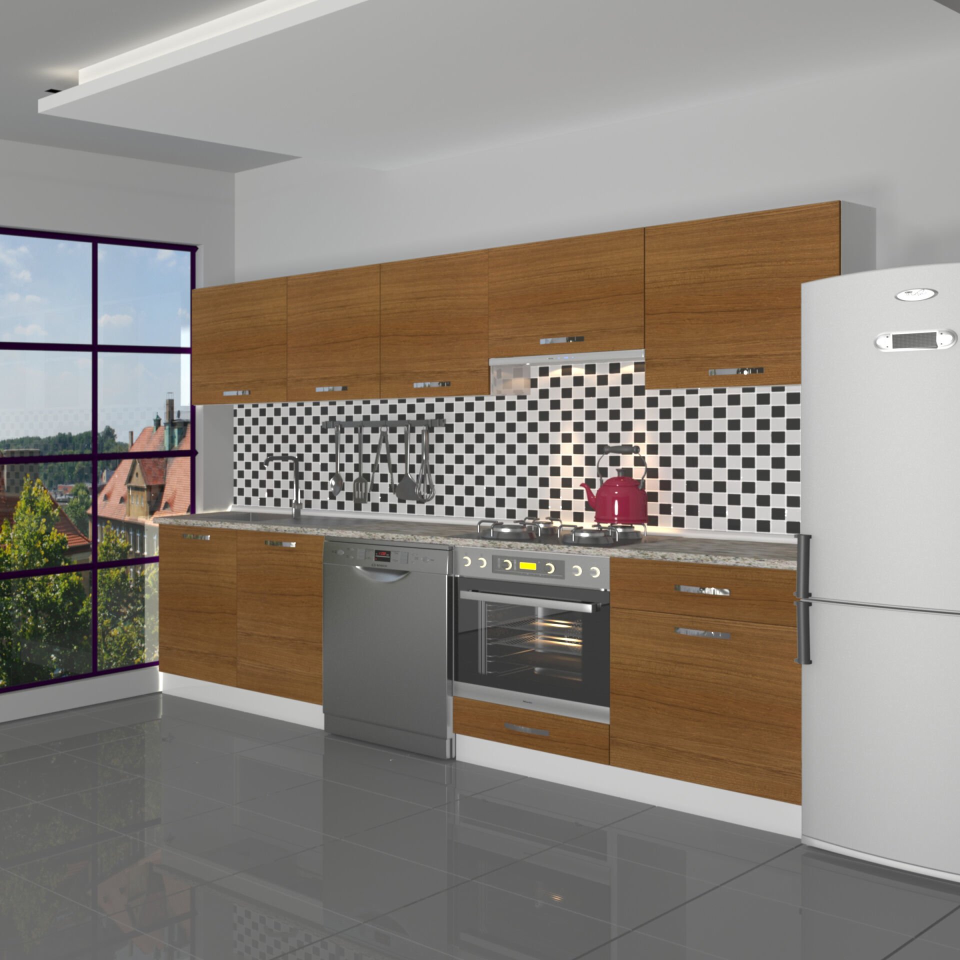 Decoraktiv Elite 280 Ankastre MDF Hazır Mutfak Dolabı Ceviz