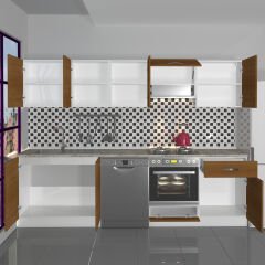 Decoraktiv Elite 280 Ankastre MDF Hazır Mutfak Dolabı Ceviz