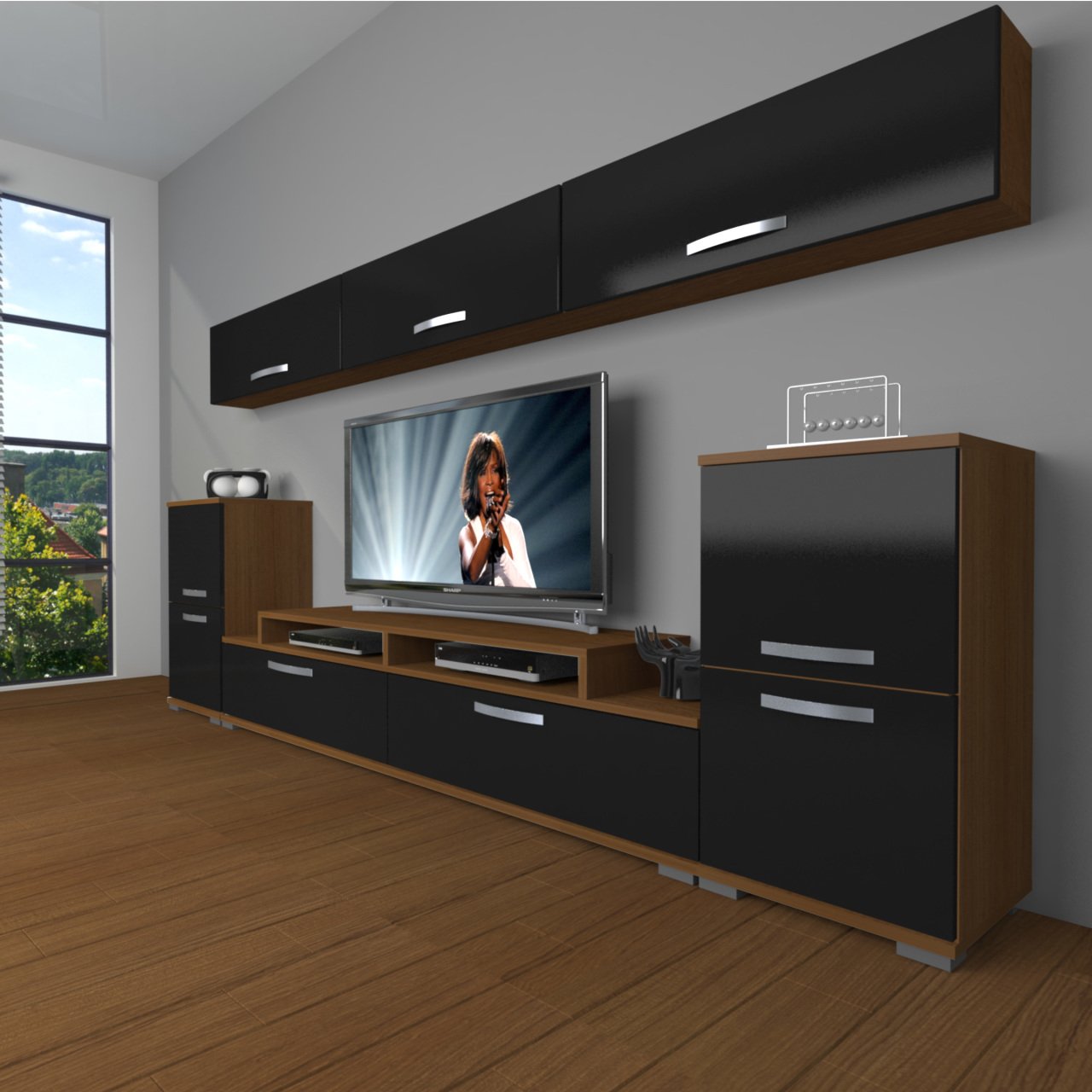 Decoraktiv Ekoflex 9 Slm Tv Ünitesi Tv Sehpası Ceviz - Siyah