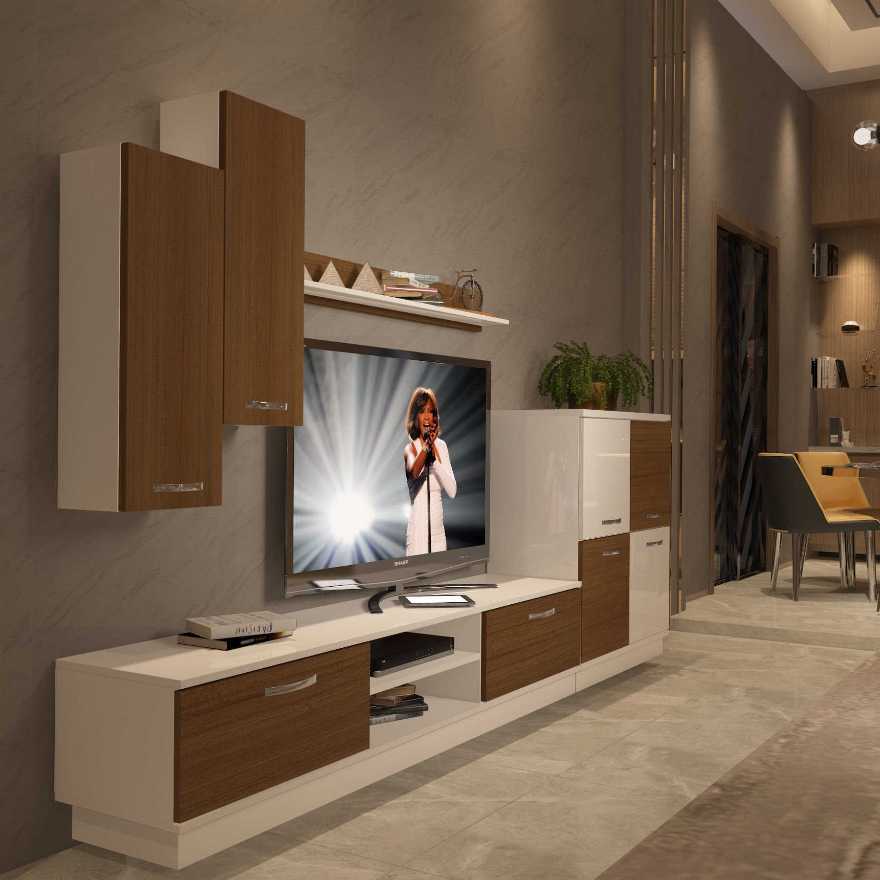 Decoraktiv Eko 6B Mdf Dvd Tv Ünitesi Tv Sehpası Beyaz - Ceviz