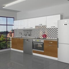 Decoraktiv Elite 280 Ankastre MDF Hazır Mutfak Dolabı Ceviz - Beyaz