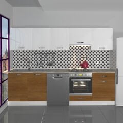 Decoraktiv Elite 280 Ankastre MDF Hazır Mutfak Dolabı Ceviz - Beyaz