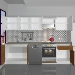 Decoraktiv Elite 280 Ankastre MDF Hazır Mutfak Dolabı Ceviz - Beyaz