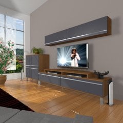 Decoraktiv Ekoflex 6Y Mdf Krom Ayaklı Tv Ünitesi Tv Sehpası