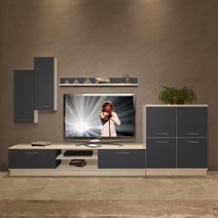 Decoraktiv Eko 6B Mdf Dvd Tv Ünitesi Tv Sehpası Beyaz - Antrasit