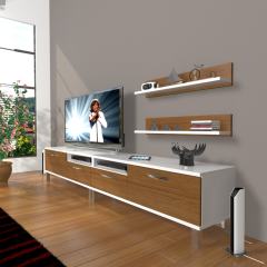 Decoraktiv Eko 220r Slm Krom Ayaklı Tv Ünitesi Tv Sehpası Beyaz - Ceviz