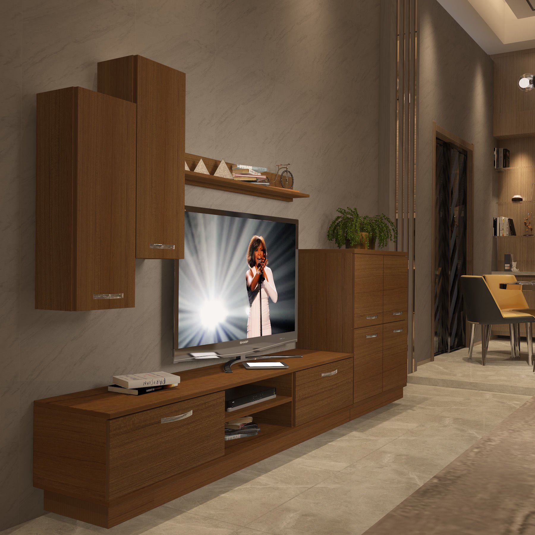 Decoraktiv Eko 6B Mdf Dvd Tv Ünitesi Tv Sehpası Ceviz