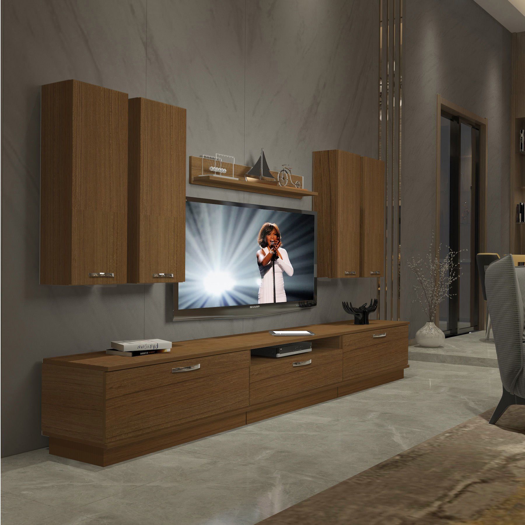 Decoraktiv Trendstyle 8D Slm Tv Ünitesi Tv Sehpası Ceviz