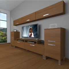 Decoraktiv Ekoflex 9 Slm Krom Ayaklı Tv Ünitesi Tv Sehpası Ceviz