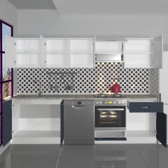 Decoraktiv Elite 280 Ankastre MDF Hazır Mutfak Dolabı Antrasit - Beyaz