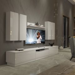 Decoraktiv Trendstyle 8DS Slm Tv Ünitesi Tv Sehpası Parlak Beyaz