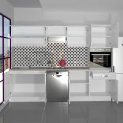 Decoraktiv Elite 280Y Ankastre Boy Dolaplı MDF Hazır Mutfak Dolabı Parlak Beyaz
