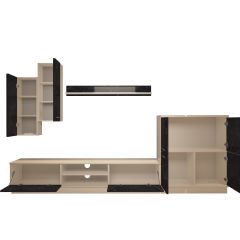 Decoraktiv Eko 6B Mdf Dvd Tv Ünitesi Tv Sehpası Beyaz - Siyah Mermer