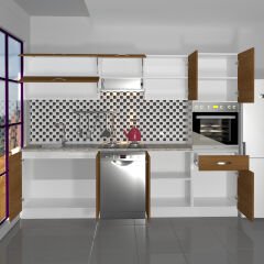 Decoraktiv Elite 280Y Ankastre Boy Dolaplı MDF Hazır Mutfak Dolabı Ceviz