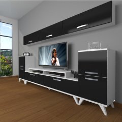 Decoraktiv Ekoflex 9 Slm Retro Tv Ünitesi Tv Sehpası Beyaz - Siyah