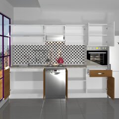 Decoraktiv Elite 280Y Ankastre Boy Dolaplı MDF Hazır Mutfak Dolabı Ceviz - Beyaz