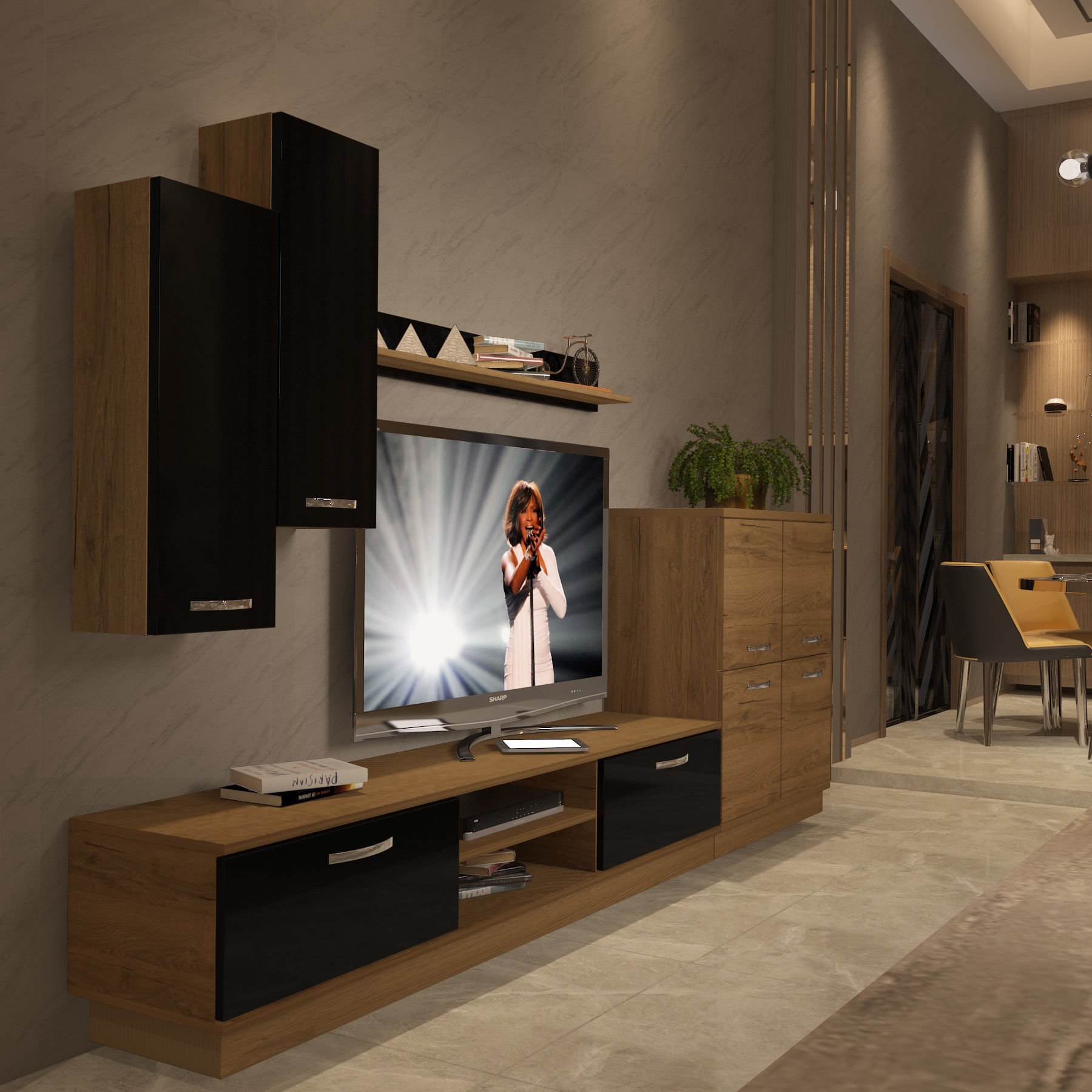 Decoraktiv Eko 6B Mdf Dvd Tv Ünitesi Tv Sehpası Pera - Siyah